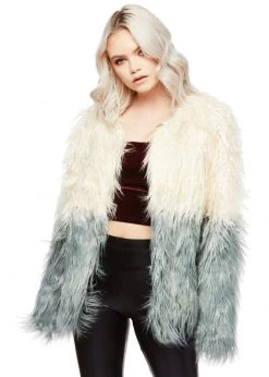 Pretty Attitude Nightrain Ombre Faux Fur Coat