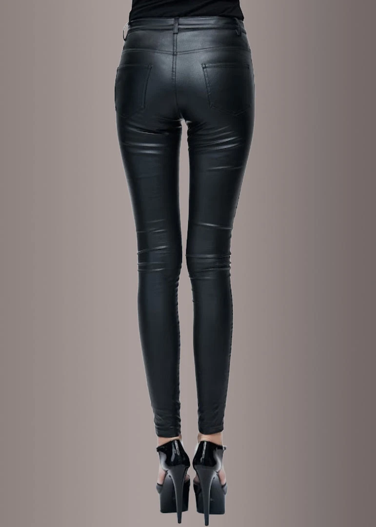 Pretty Attitude Black Label Paint It Black Skinny Fit Vegan Leather Pants