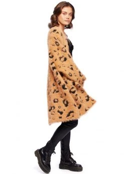 Pretty Attitude Animal Print Open Front Knit Cardigan