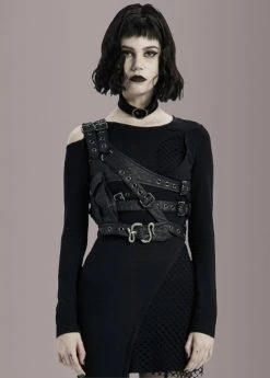 Punk Rave Buckle Harness Top Shoulder Accessory