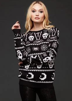 Too Fast Clothing Black Label Undead Skull Ugly Christmas Sweater