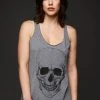 Pretty Attitude Lets Get Rocked Heather Grey Skull Loose Fit Tank Top Black Label