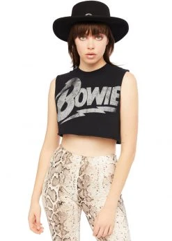 White Label David Bowie Cropped Tee By Goodie Two Sleeves