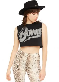 White Label David Bowie Cropped Tee By Goodie Two Sleeves