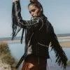Azalea Wang White Label Rockstar Vegan Leather Fringe Jacket With Studs