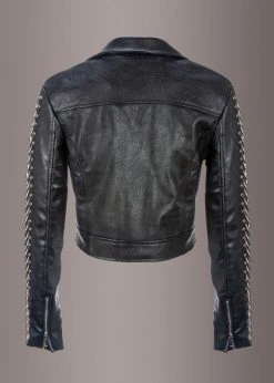 Pretty Attitude Faux Leather Moto Jacket With O-Ring Details Black Label
