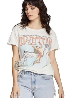 Led Zeppelin 1977 USA Tour Band Tee By Recycled Karma White Label