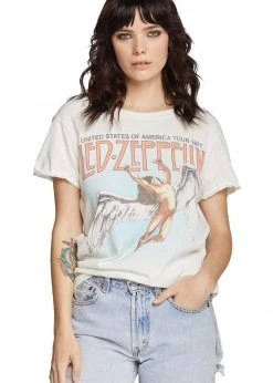 Led Zeppelin 1977 USA Tour Band Tee By Recycled Karma White Label
