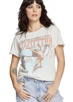 Led Zeppelin 1977 USA Tour Band Tee By Recycled Karma White Label