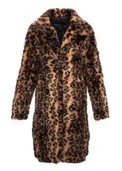 Pretty Attitude White Label Wild Night Oversized Animal Print Faux Fur Coat