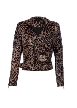Pretty Attitude Leopard Print Moto Biker Jacket White Label