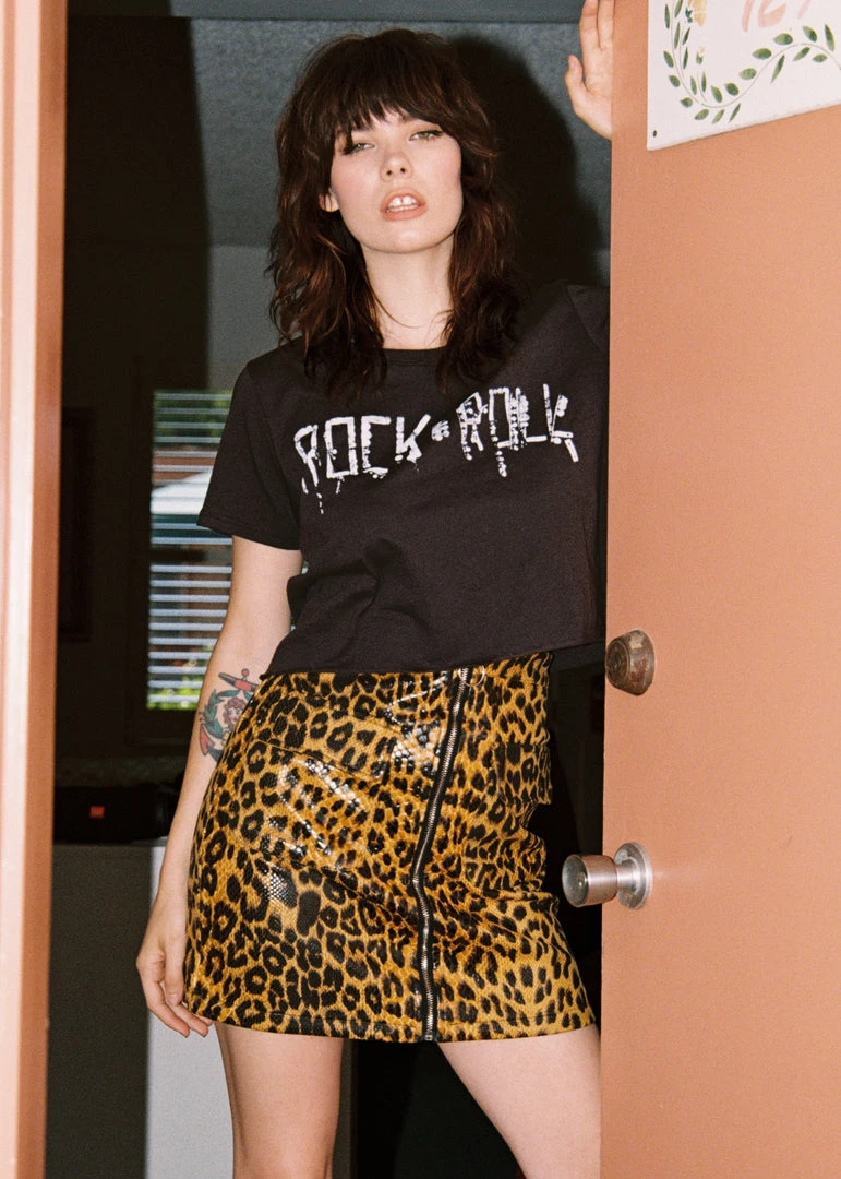 Pretty Attitude Black Cropped Rock 'n' Roll Tee