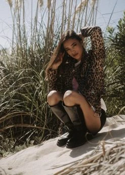 Pretty Attitude Leopard Print Moto Biker Jacket White Label