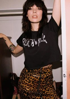 Pretty Attitude White Label Leopard Animal Print Mini Skirt With Zipper Detailing