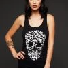 Pretty Attitude Renegade Leopard Print Skull Tank Top Sleeveless Tee Black Label