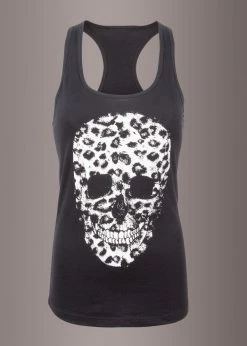 Pretty Attitude Renegade Leopard Print Skull Tank Top Sleeveless Tee Black Label