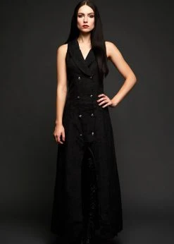 Pretty Attitude Black Long Sleeveless Gothic Coat Black Label