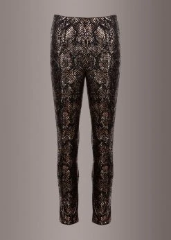 Pretty Attitude Black Label Metallic Snakeskin Animal Print Skinny Fit Pants