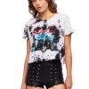 Pretty Attitude Motley Crue Cropped Tie Dye Band Shirt By Prince Peter White Label
