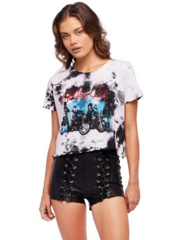 Pretty Attitude Motley Crue Cropped Tie Dye Band Shirt By Prince Peter White Label