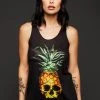 Pretty Attitude Pina Skulllada Pineapple Skull Loose Fit Tank Top Black Label