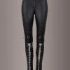 Punk Rave Black Faux Leather Lace Up Biker Skinny Fit Pants