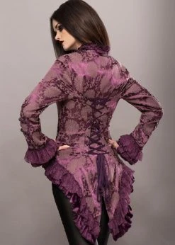 Pretty Attitude Purple Rain Victorian Jacket With Lace Embellishments
