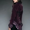 Pretty Attitude Witchy Woman Purple Velvet Steampunk Tail Jacket With Back Lacing