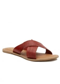 White Label Red Croc Pebble Sandal With Criss Cross Stap By Matisse
