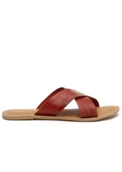 White Label Red Croc Pebble Sandal With Criss Cross Stap By Matisse