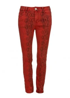 Pretty Attitude Red Snakeskin Animal Print Skinny Fit Jeans White Label
