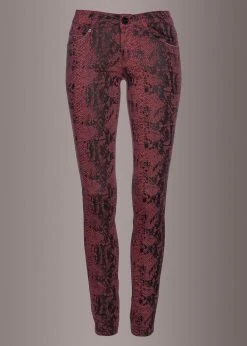 Pretty Attitude Red Skinny Fit Snakeskin Pants