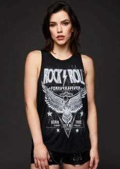 Pretty Attitude Black Label Rock'n'Roll Forever Loose Fit Tank Top