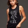 Pretty Attitude Black Label Long Live Rock N Roll Sleeveless Graphic Tee