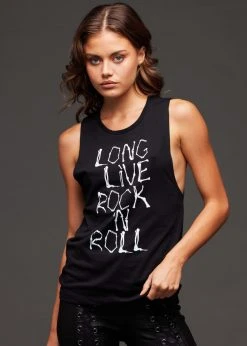 Pretty Attitude Black Label Long Live Rock N Roll Sleeveless Graphic Tee