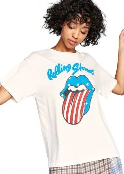 White Label Rolling Stones Stars And Stripes Oversized Band Tee By Daydreamer LA