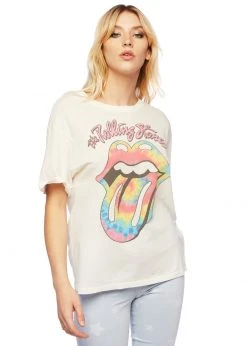 Rolling Stones Tie Dye Tongue Oversized Tee By Daydreamer LA White Label