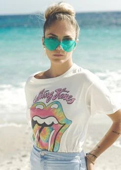 Rolling Stones Tie Dye Tongue Oversized Tee By Daydreamer LA White Label