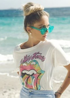 Rolling Stones Tie Dye Tongue Oversized Tee By Daydreamer LA White Label