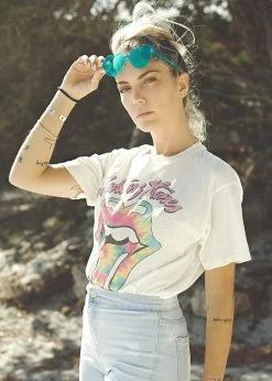 Rolling Stones Tie Dye Tongue Oversized Tee By Daydreamer LA White Label