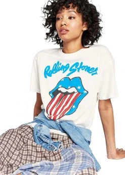 White Label Rolling Stones Stars And Stripes Oversized Band Tee By Daydreamer LA