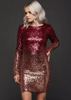 Pretty Attitude Diamond Girl Ombre Sequin Longsleeve Dress Black Label