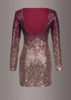 Pretty Attitude Diamond Girl Ombre Sequin Longsleeve Dress Black Label
