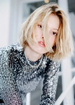 Pretty Attitude Black Label Long Sleeve Silver Sequin Dress