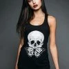 Pretty Attitude Black Label Black Butterfly Skull Racerback Tank Top