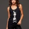 Pretty Attitude Crescent Moon And Skull Sleeveless Graphic Tee Black Label