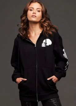 Pretty Attitude Rebel Yell Zip Up Skull Hoodie