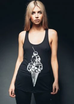 Pretty Attitude Summer Goth Ice Cream Skull Tank Top Black Label