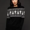 Pretty Attitude Bad To The Bone Skull Ugly Christmas Sweater