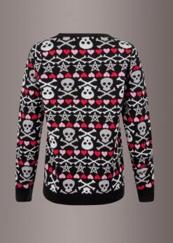 Too Fast Clothing Hearts And Skulls Ugly Christmas Sweater